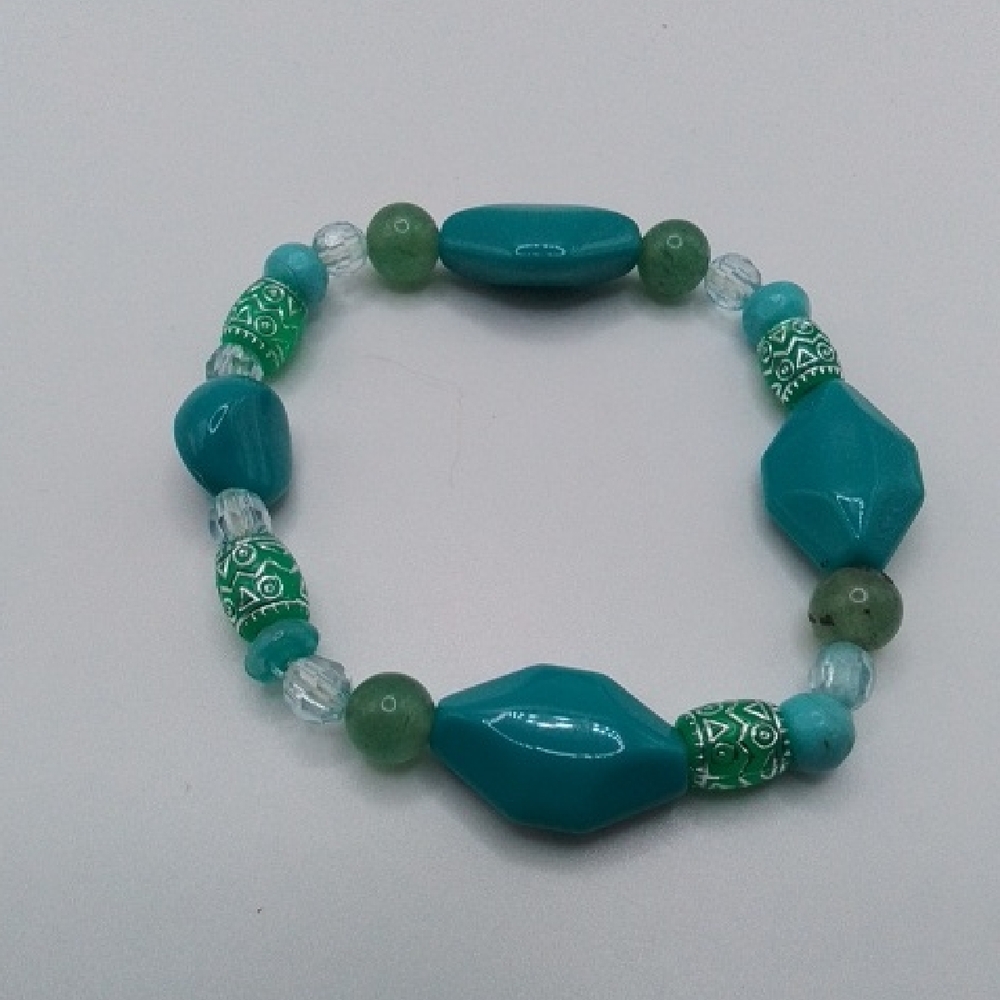 Turquoise and Green Beaded Bracelet